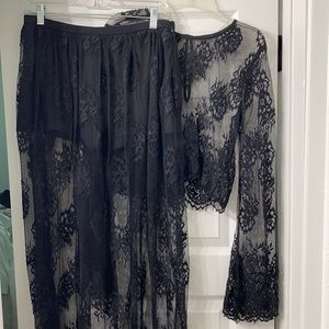 Lace Top and Maxi Skirt Matching Set